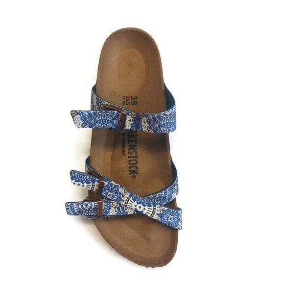 Birkenstock Womens Size 7 Franca Birko-Flor Sandals Kenja Blue Narrow Fit EU 38 - Picture 2 of 10